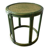 Green rattan side table.