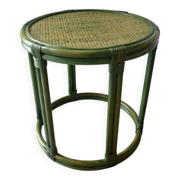 Bout de canapé, table d'appoint en rotin vert
