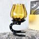 Candle holder photophore iron and amber glass vintage