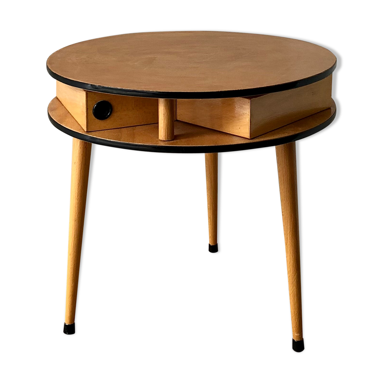3-drawer tripod round coffee table