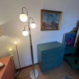 Chrome tripod floor lamp with vintage balls