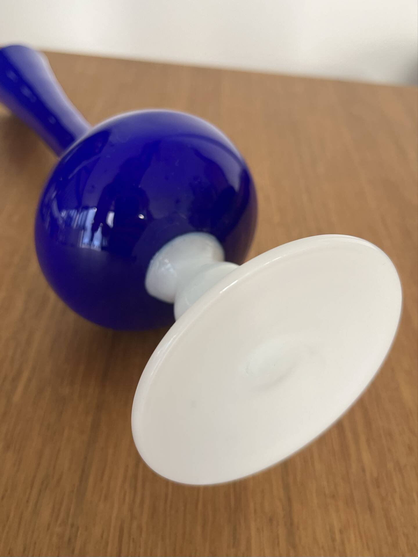 Vintage royal blue and white opaline soliflore vase
