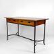 Bureau moderniste en merisier et fer forgé, circa 1980
