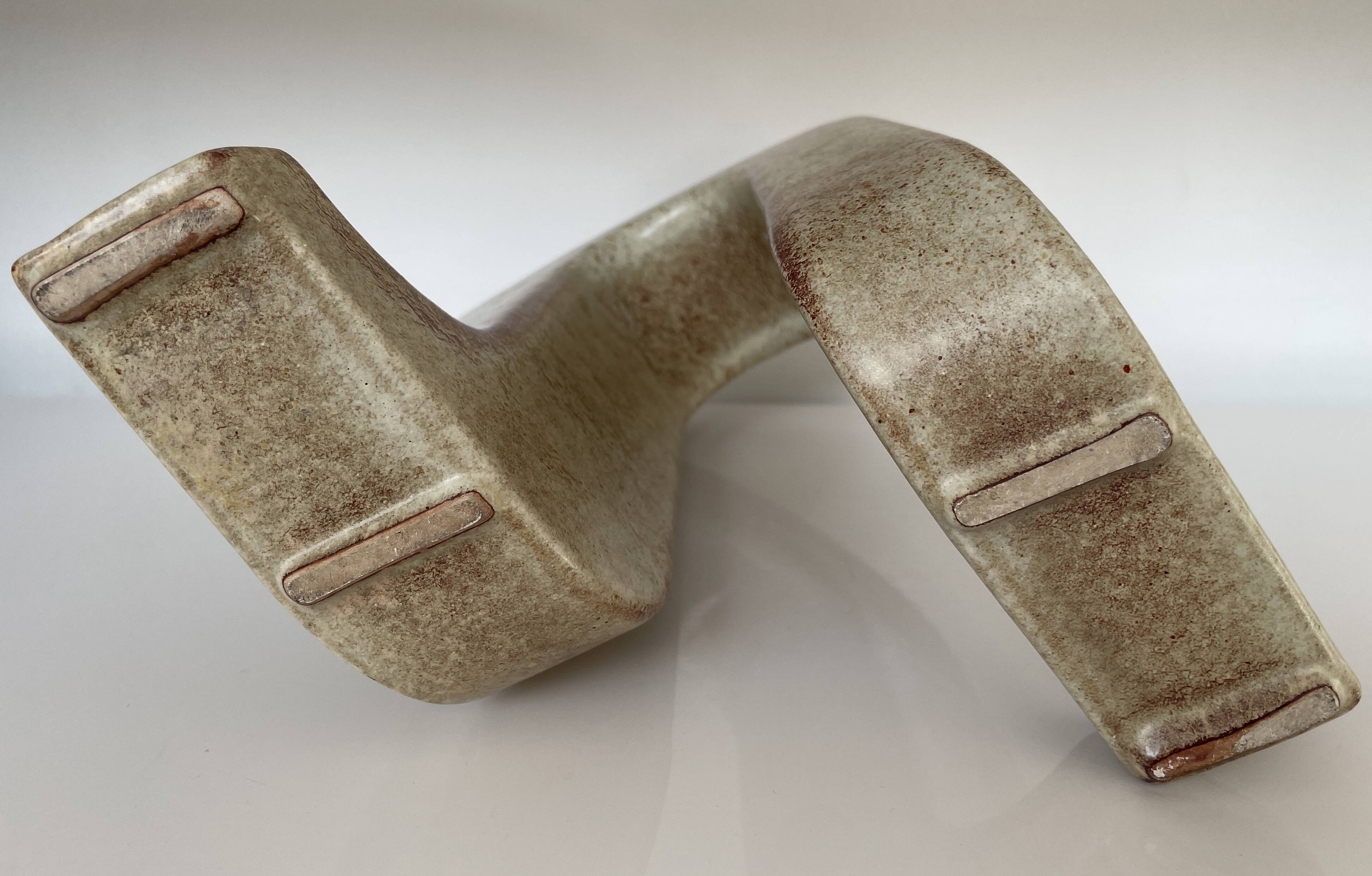 Sculptural double vase in glazed ceramic, design by roberto rigon