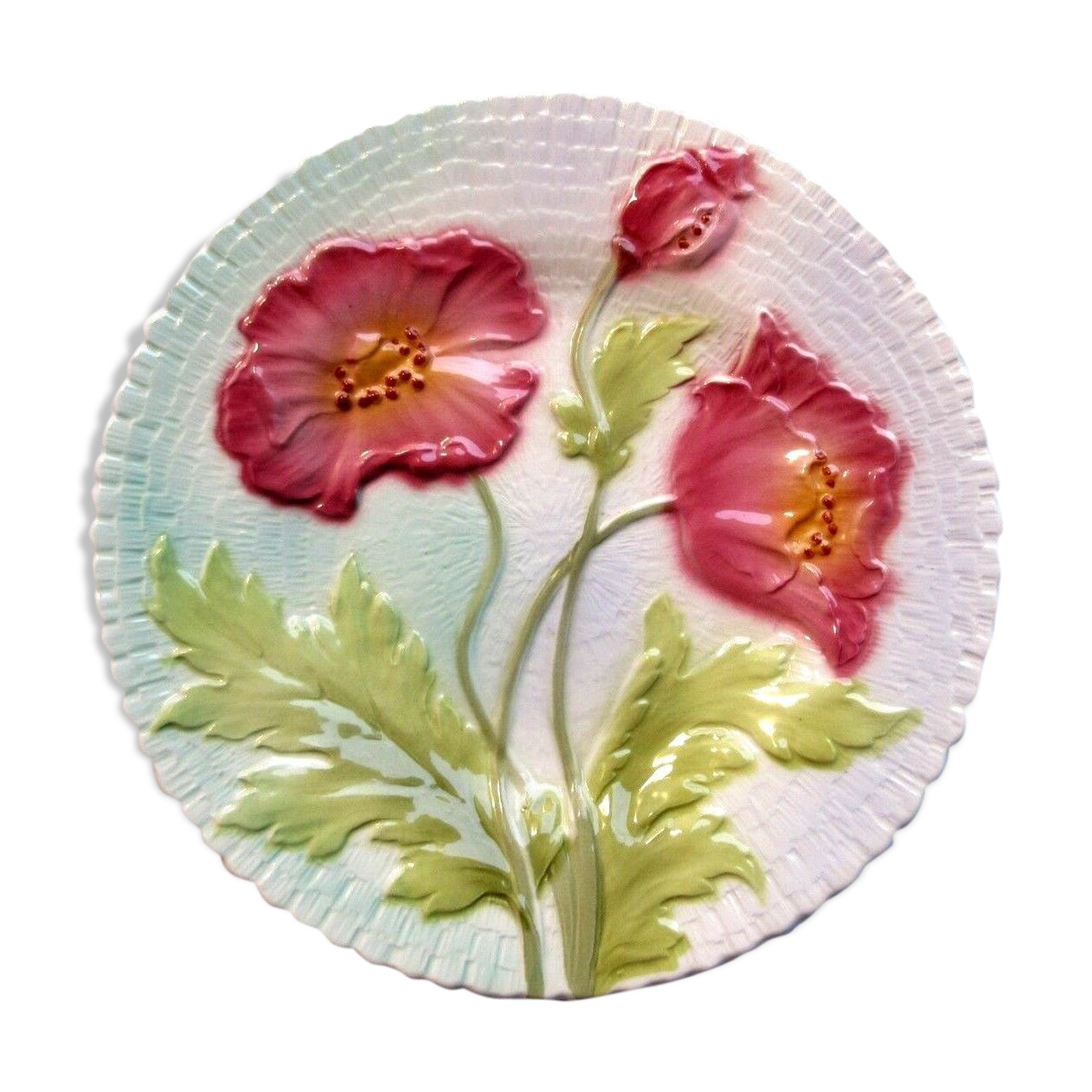 Saint Clément Art Deco decorative plate: Red poppies