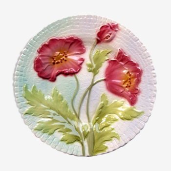 Saint Clément Art Deco decorative plate: Red poppies