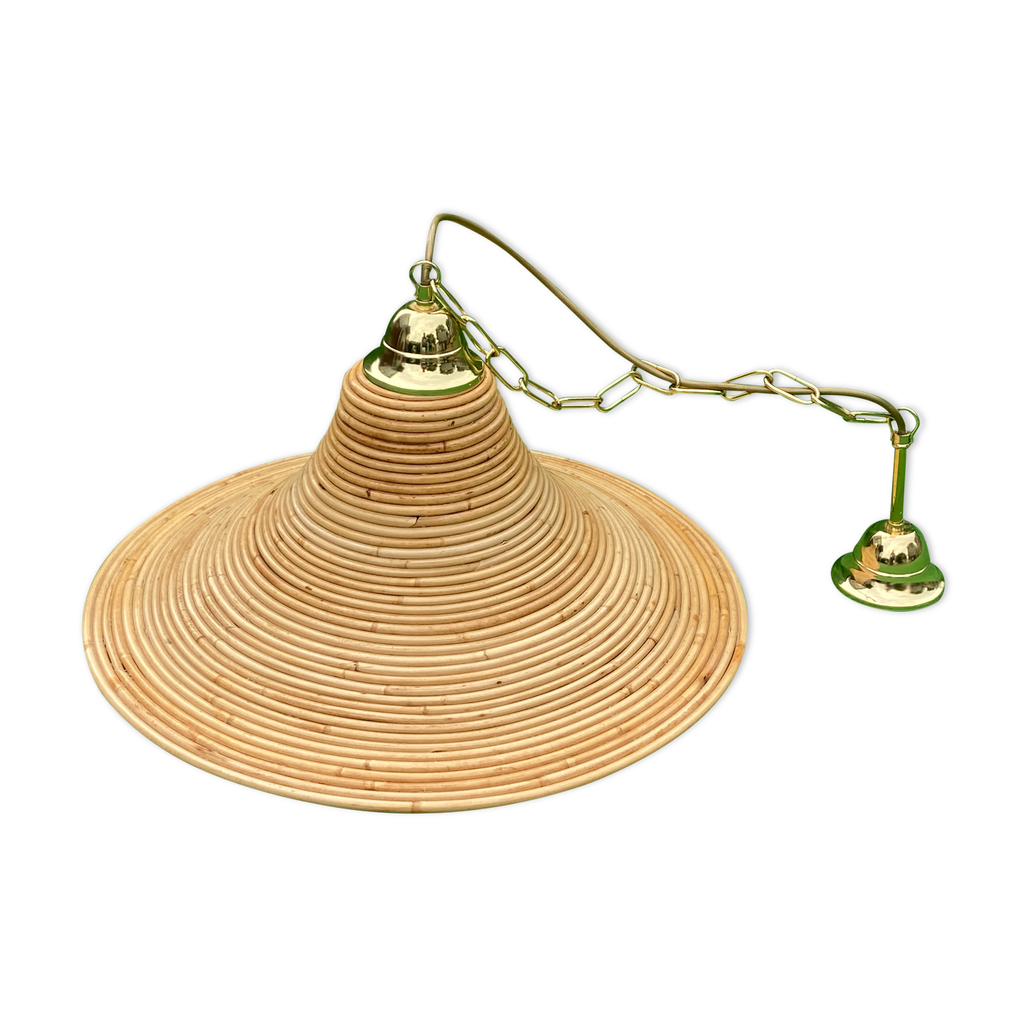 Pencil reed rattan wicker pendant lamp