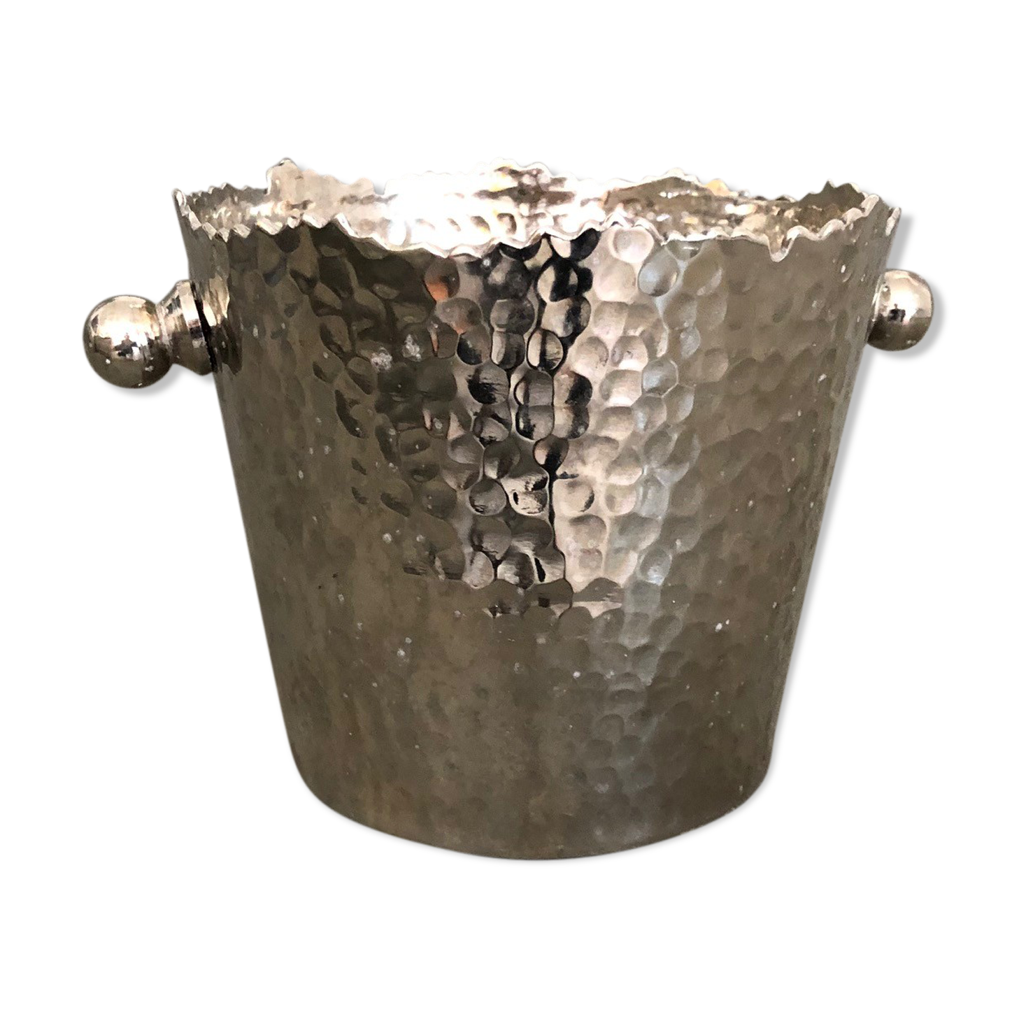 Hammered metal ice bucket