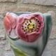 Antique large slipware vase decorated with anemones, Saint Clément, H30cm.