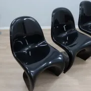 Set of 6 Original Vintage Black Panton Chairs by Verner Panton for Herman M