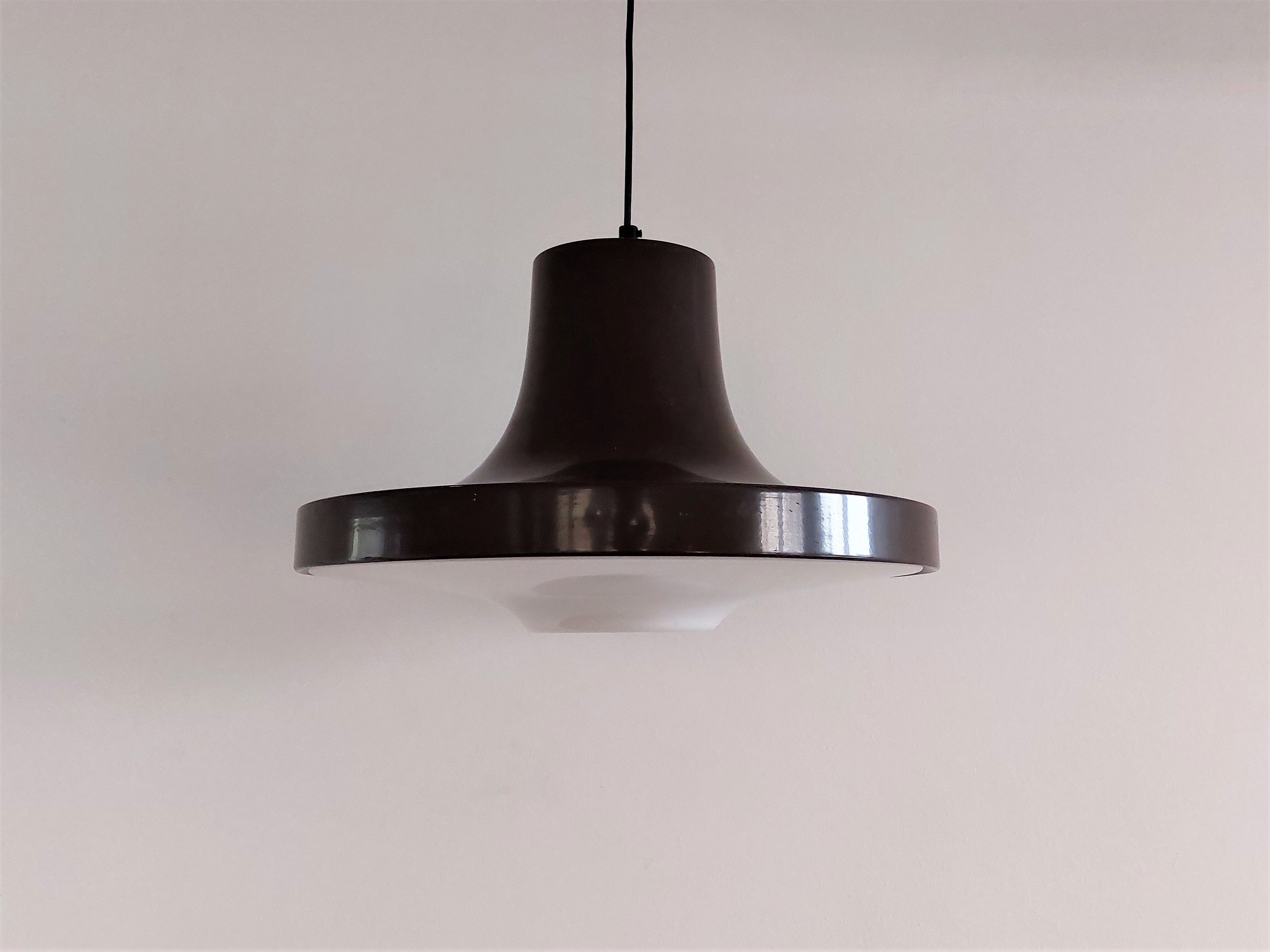 Brown metal pendant lamp with perspex diffuser for ab fagerhult, sweden