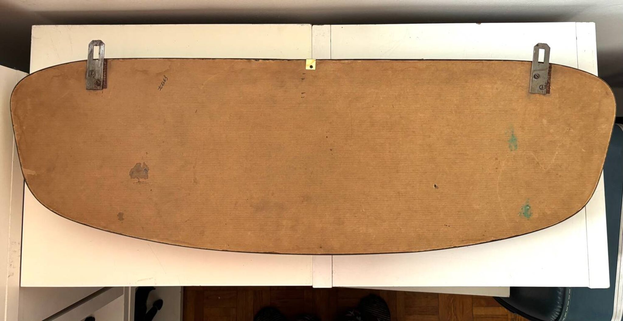 Wood and brass coat rack, 1960