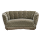 1960s, Danish 2-seater curved sofa, light green furniture velour.