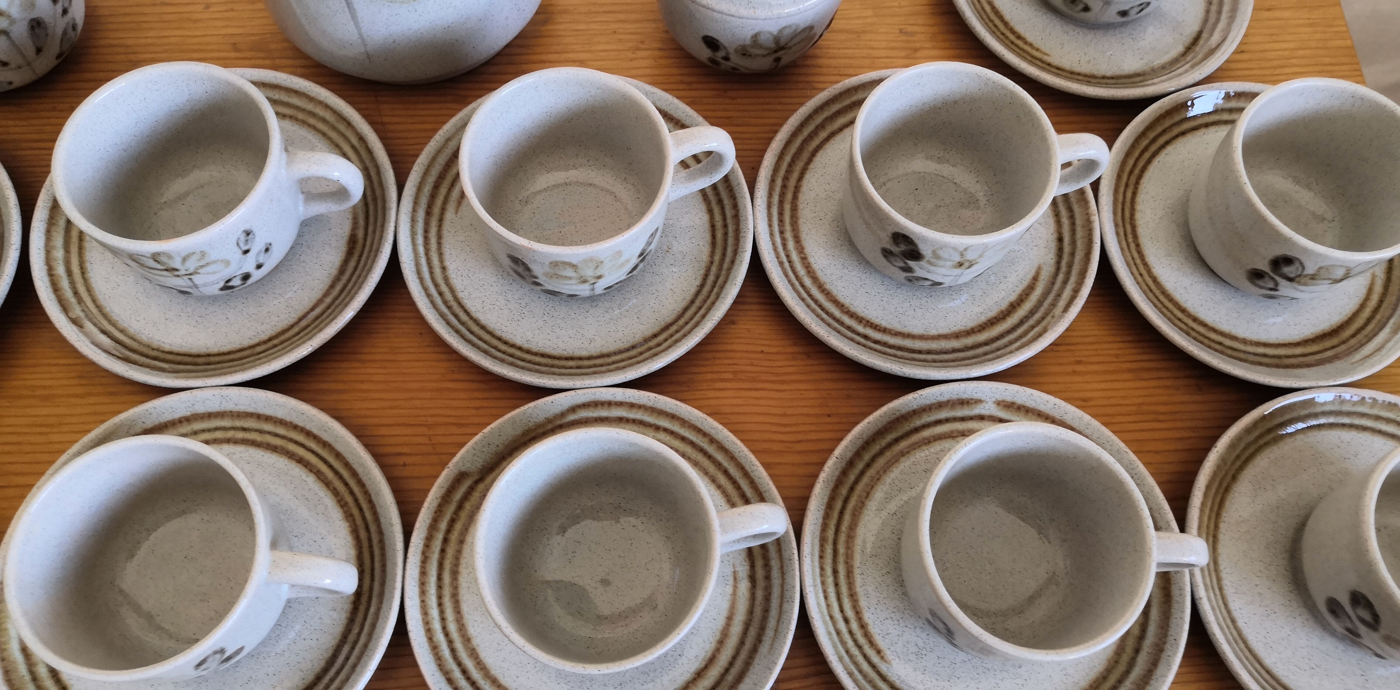 Service à café grès "Atelier d'art de Lorraine" Sarreguemines vintage