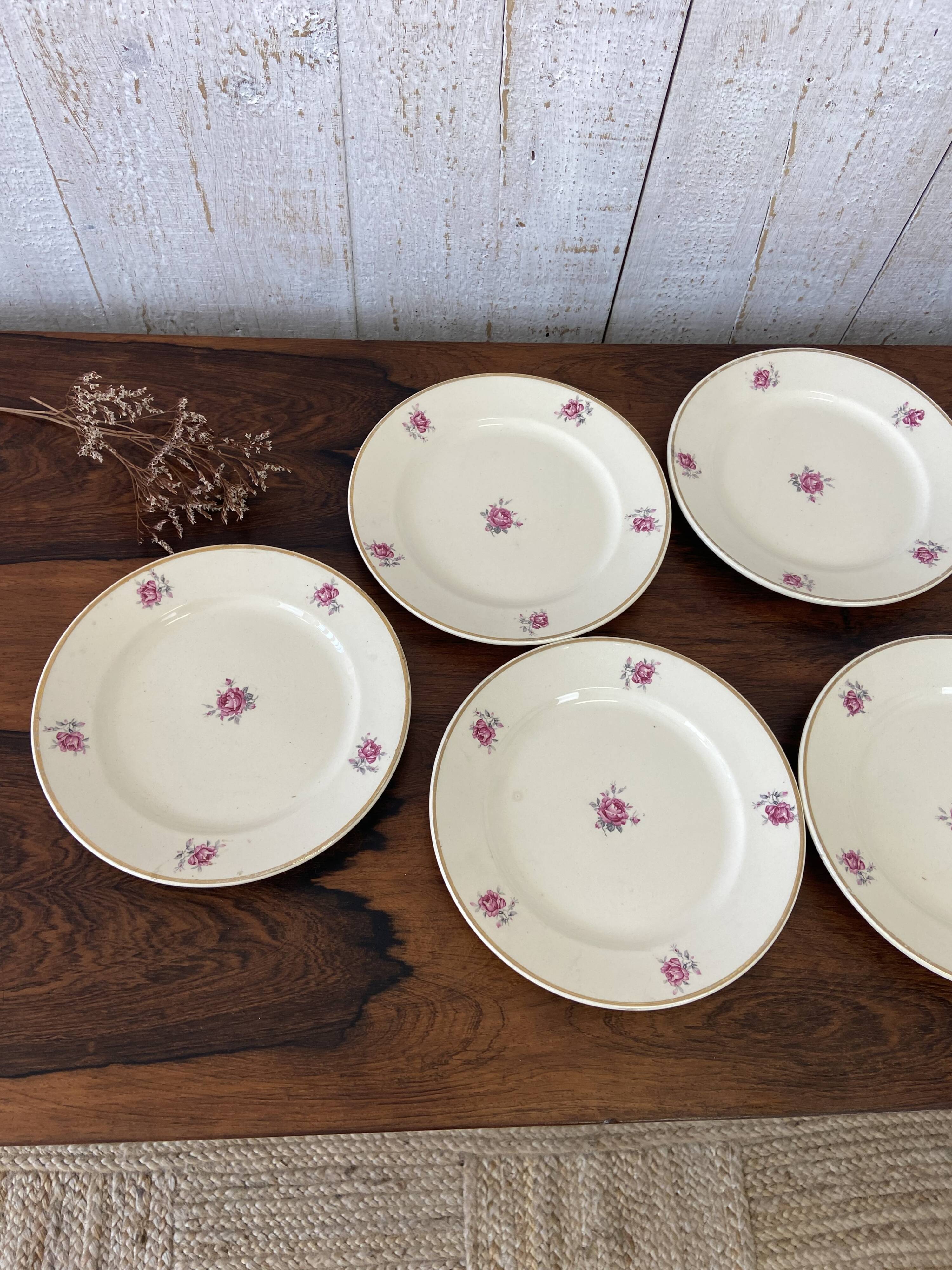 10 plates, 20cm diameter, "Rose" pattern