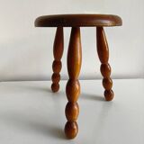 Turned wood tripod stool
