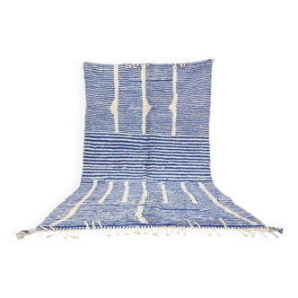 Berber rug in natural wool, blue and white, size 2/3 m.