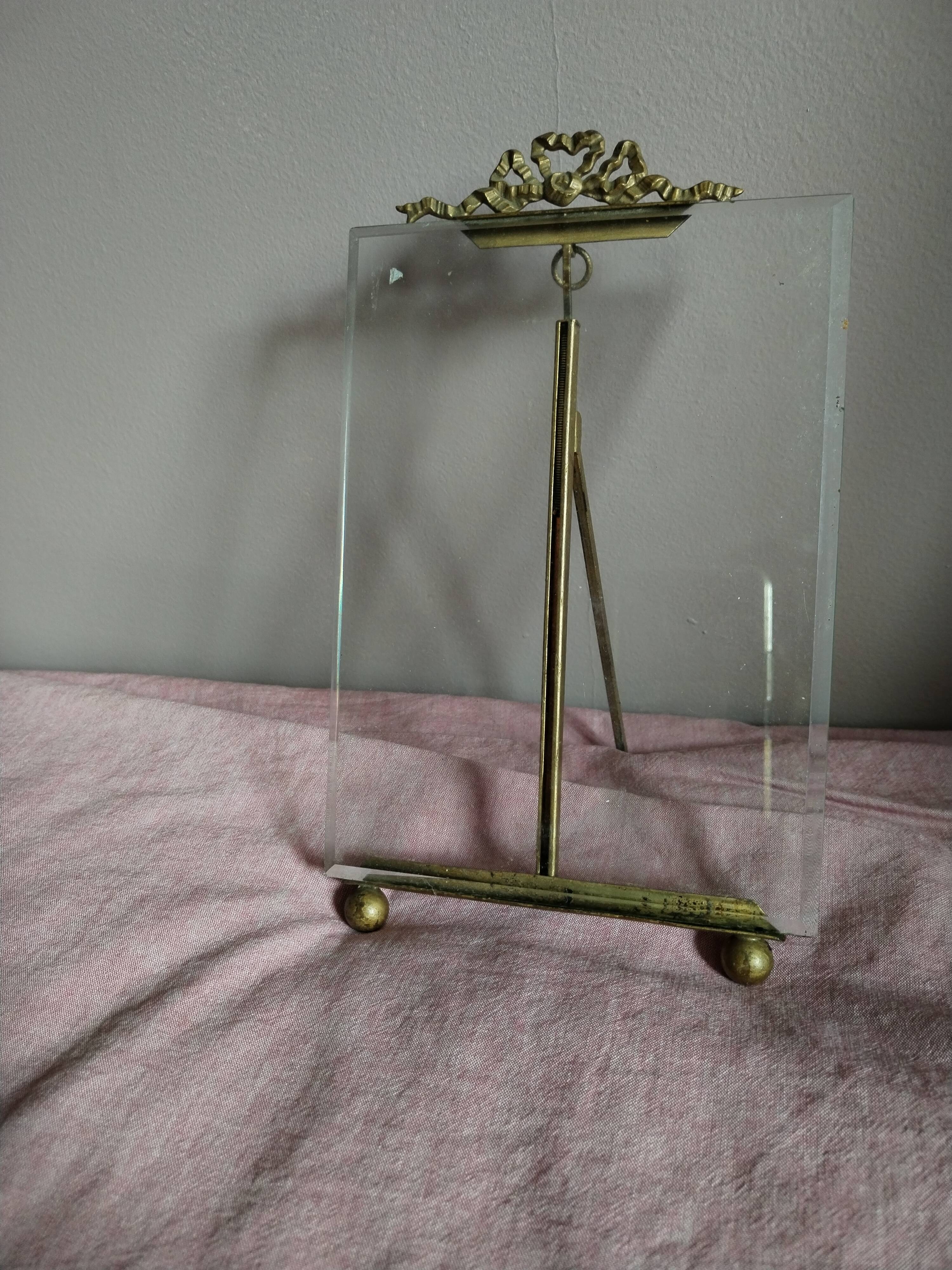 Antique 19th century glass and brass frame