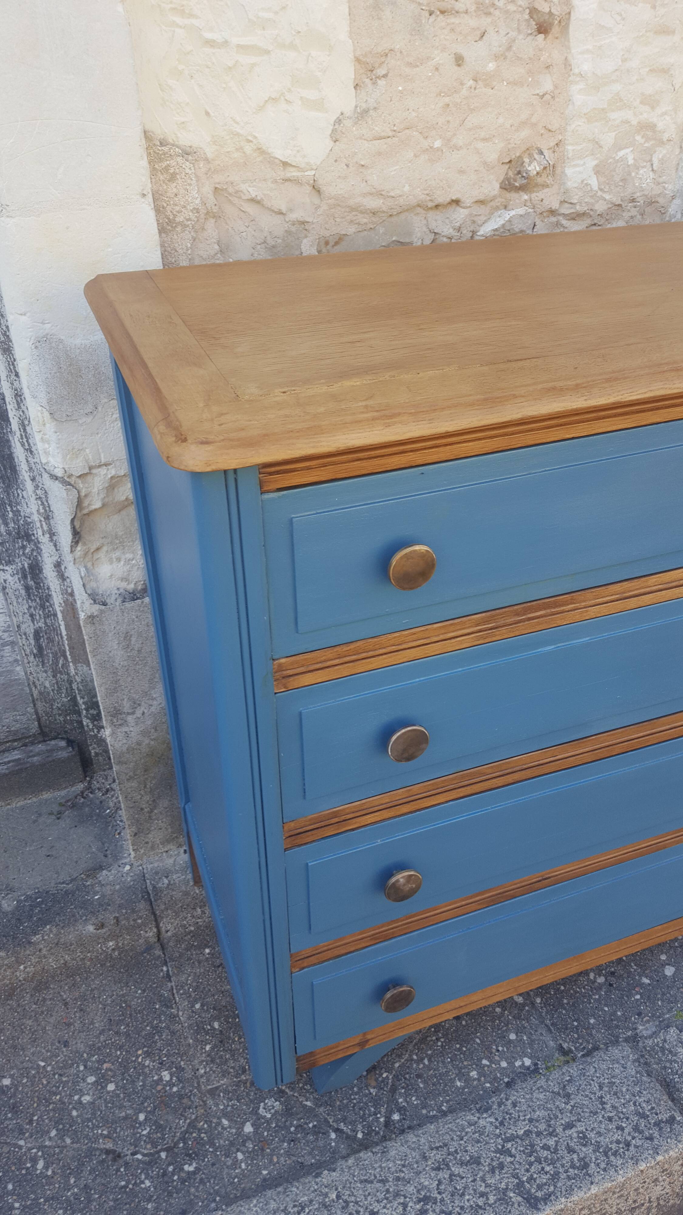 Vintage blue and wood dresser