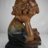 Old plaster bust under study art deco antique french bust 30s