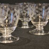 6 anciens verres à liqueur en cristal gravé ciselé art déco