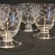 6 old art deco engraved crystal liqueur glasses