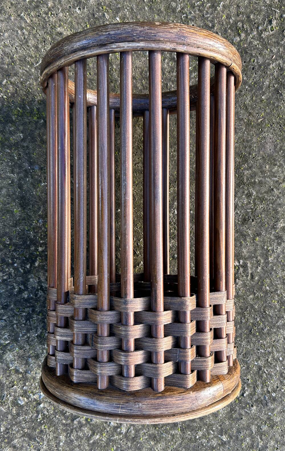 Bamboo rattan umbrella stand, vintage, 60s
