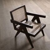 Pierre Jeanneret lounge chairs PJ-SI-29-A in teak and Cane, 1950s