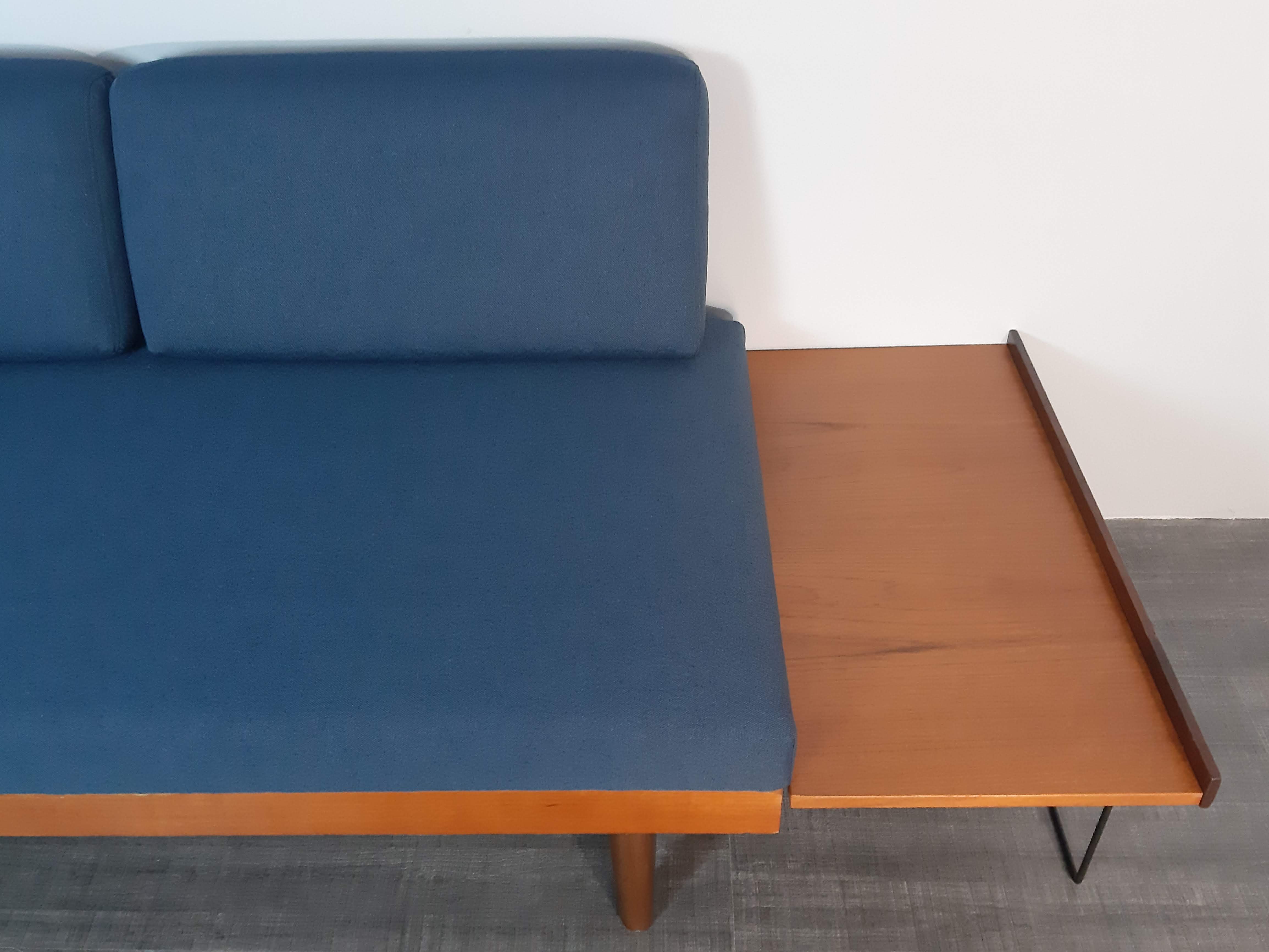 Daybed teck blue fabric Ingmar Relling by Ekornes vintage scandinavian