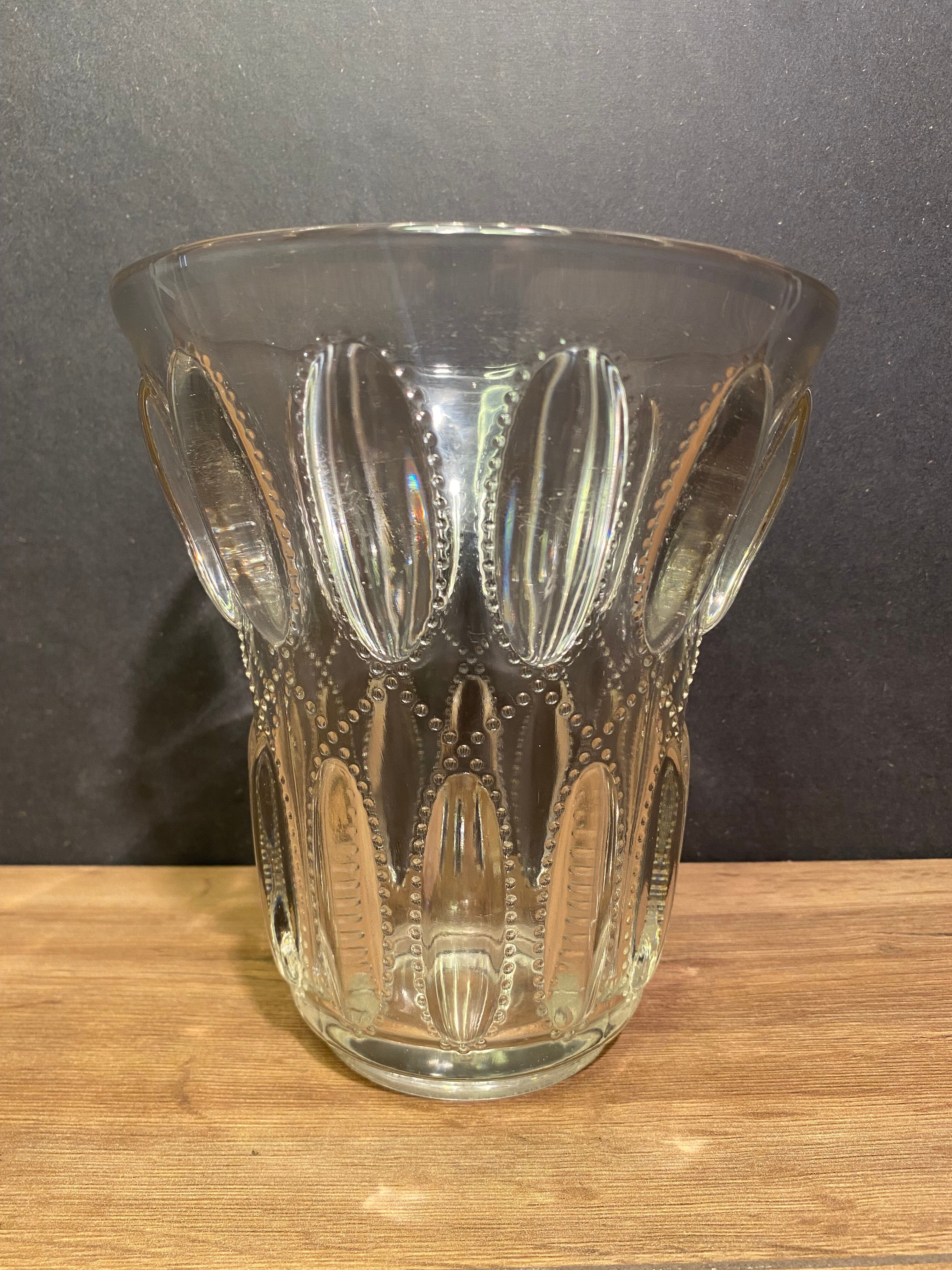 Art Deco glass vase Val Saint Lambert ephemeral model series Luxval 1935