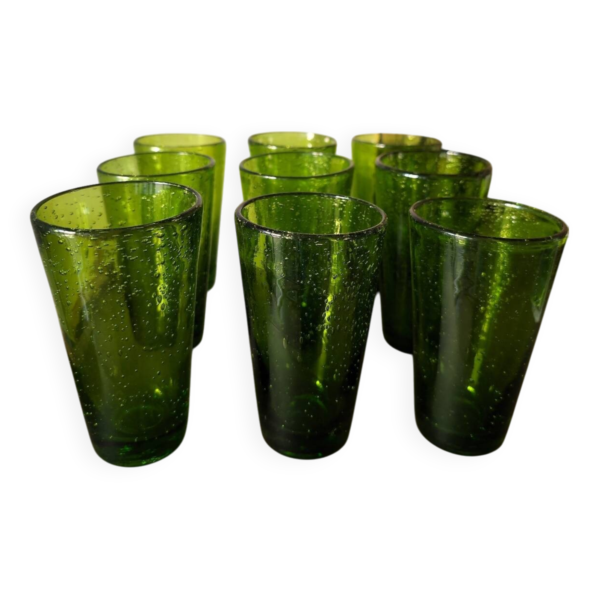9 Vintage Blown Glass Glasses
