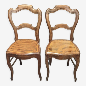 2 chaises cannée Louis Philippe