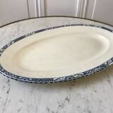 Oval dish in terre de fer bleu xixth