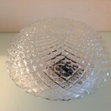 Round glass ceiling lamp diamond tips, vintage 60/70s
