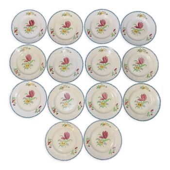 Assiettes plates Terre de Fer Motif floral St Amand - MN3F6