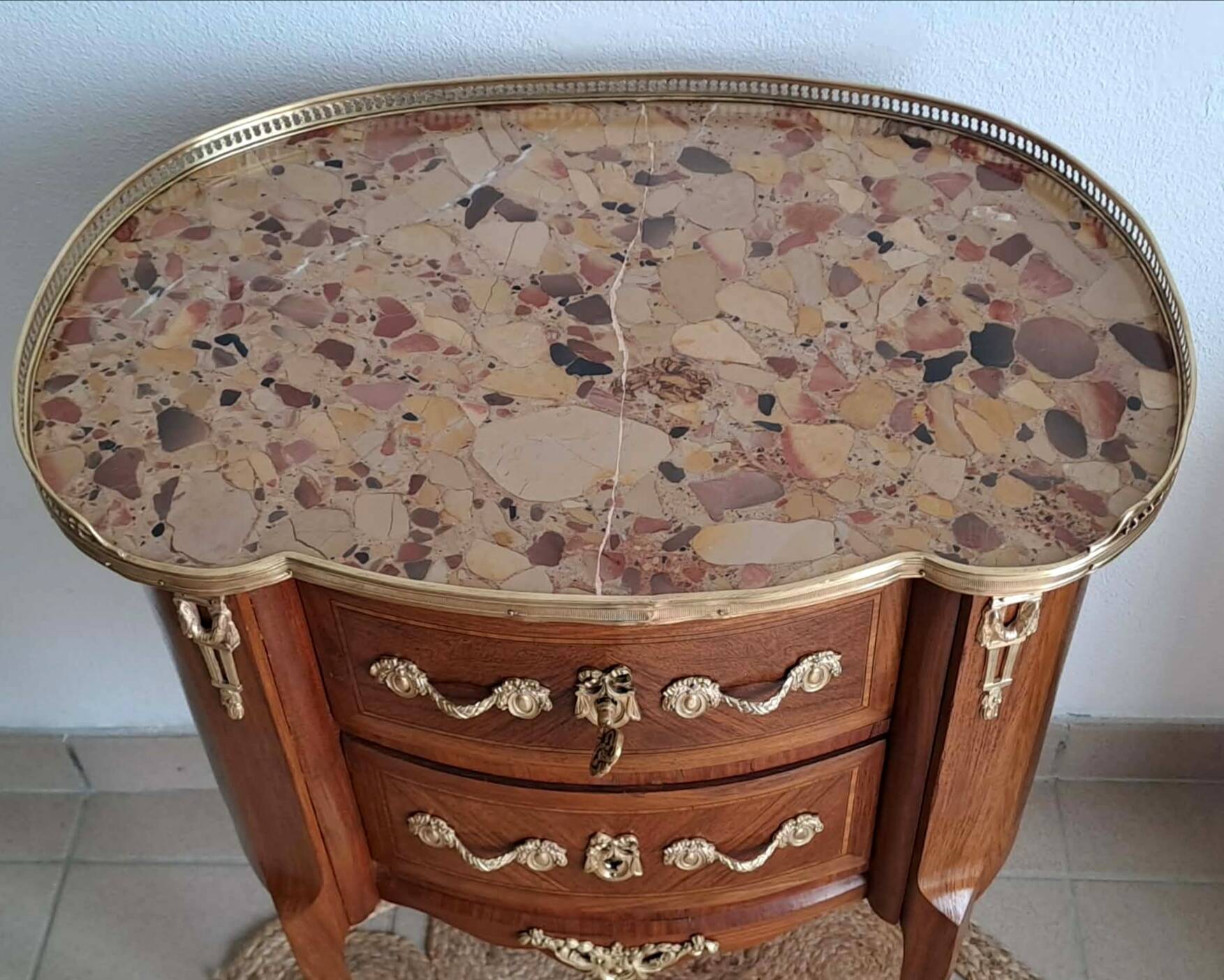 Louis XVI style marquetry bedside table
