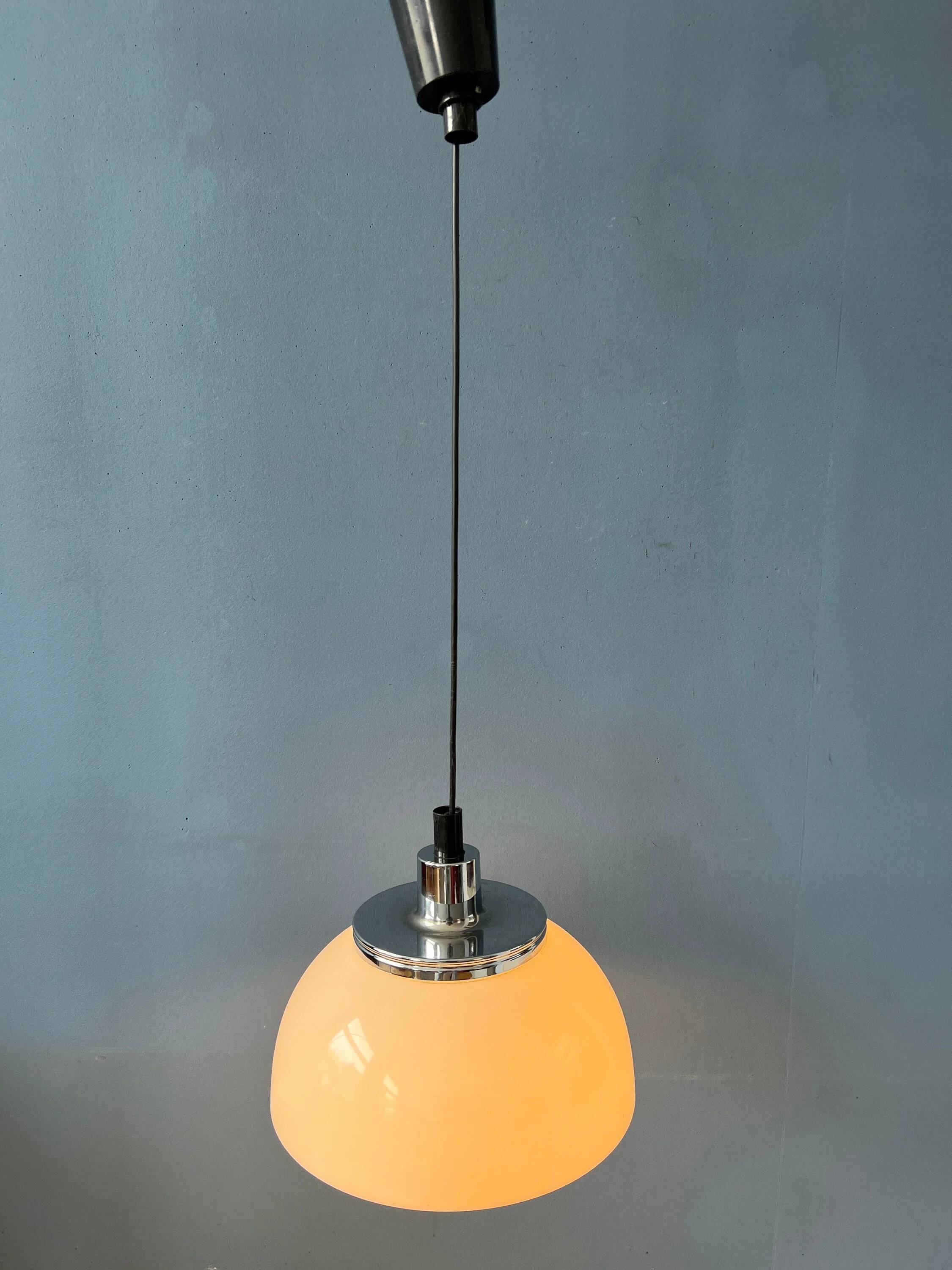 Vintage Guzzini Faro white acrylic glass pendant light