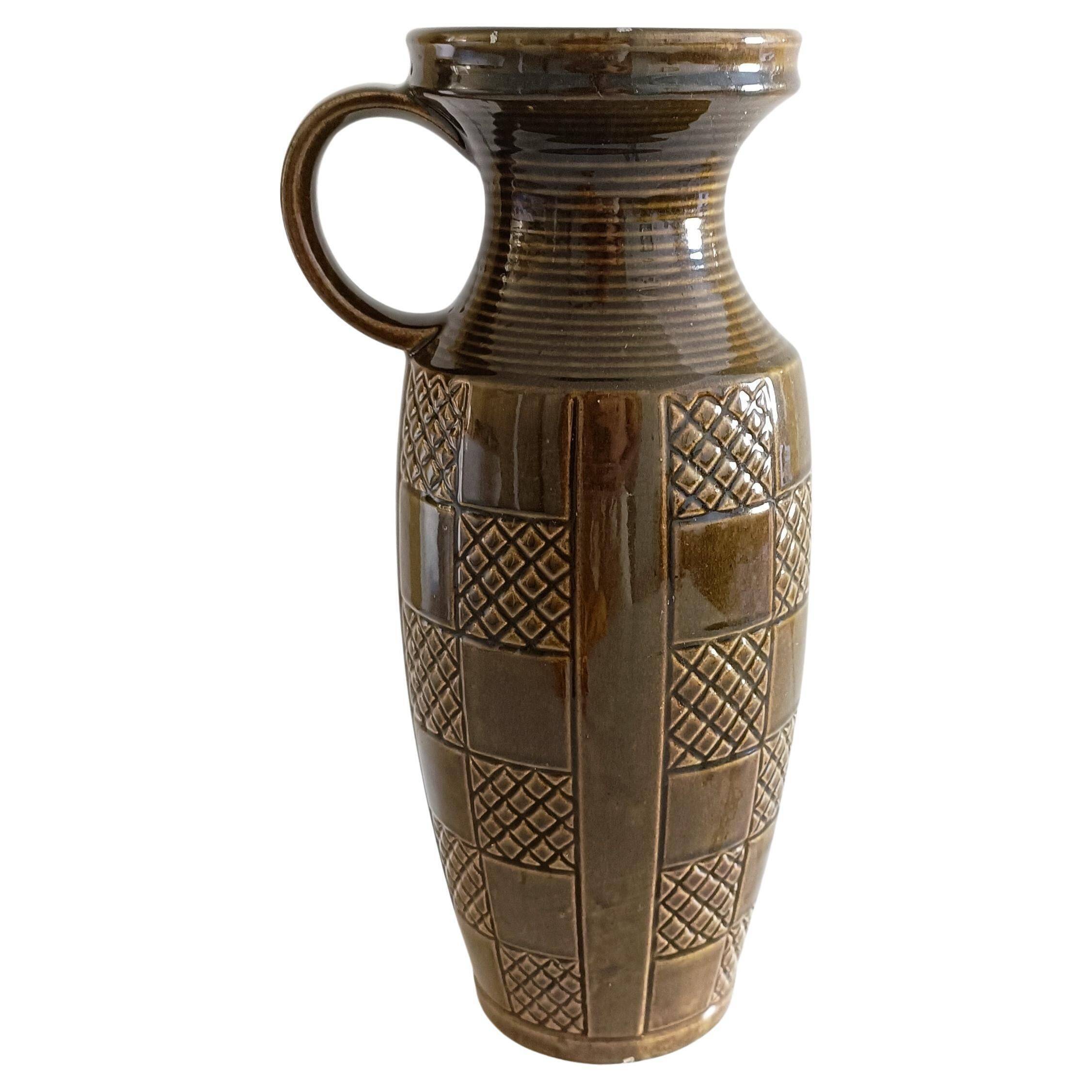 Mid Century West German Ceramic Large Handled Vase by Scheurich, 1950s