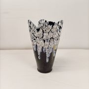 Large black and white glazed ceramic vase - contemporary style 25 cm