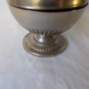 Sucrier en métal et verre bleu