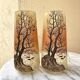 Pair of enamelled glass vases signed JEM