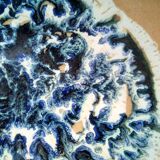 Decorative vintage plate, fat lava effect stoneware