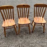 Set of 3 vintage chalet-style chairs.