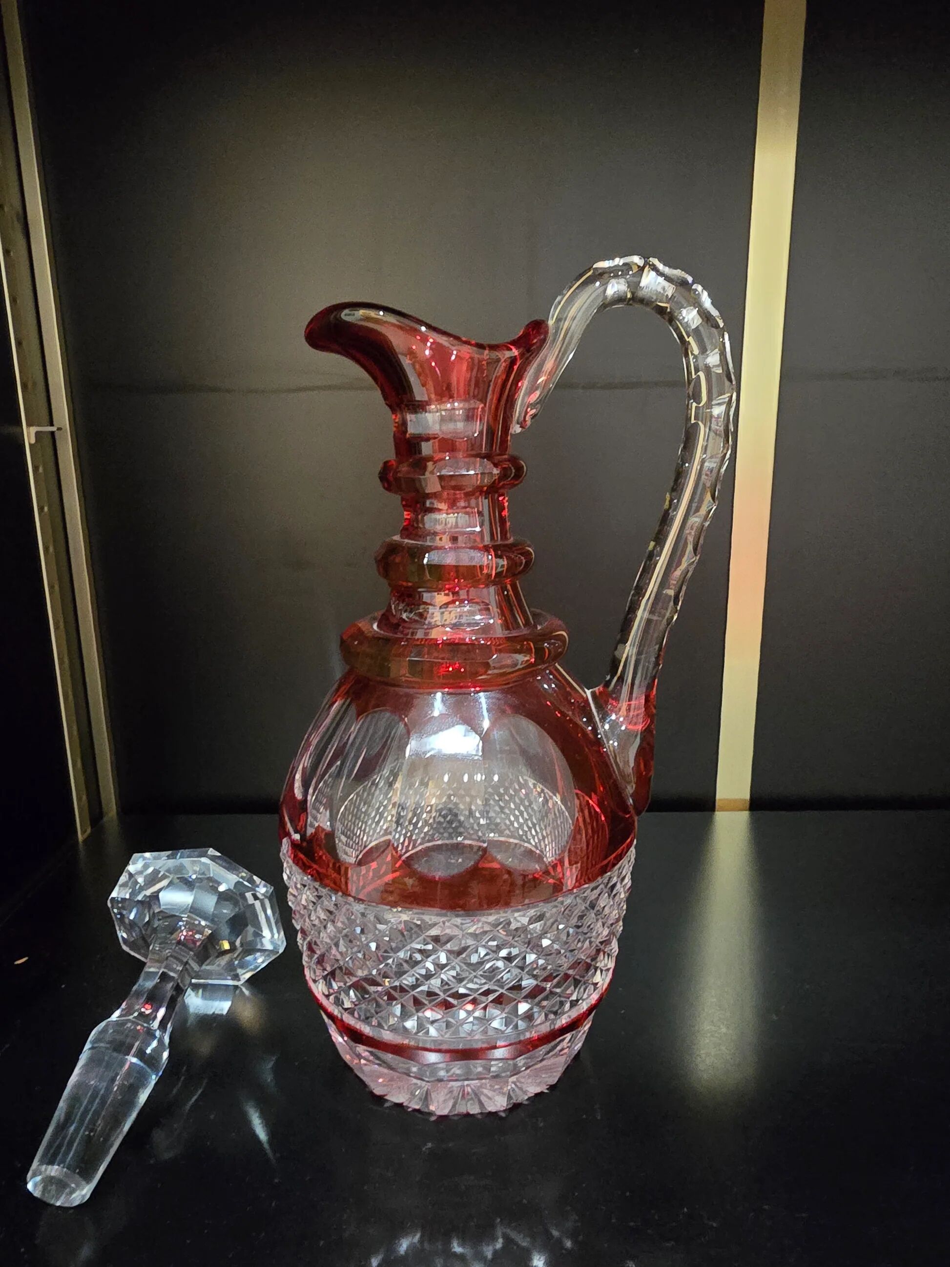 Red double-walled crystal carafe – Saint-Louis