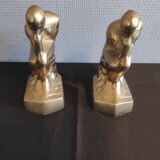 Brass bookend after rodin's "thinker"