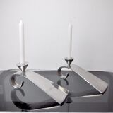 Pair of comma candlesticks by matthew hilton, England, 1980