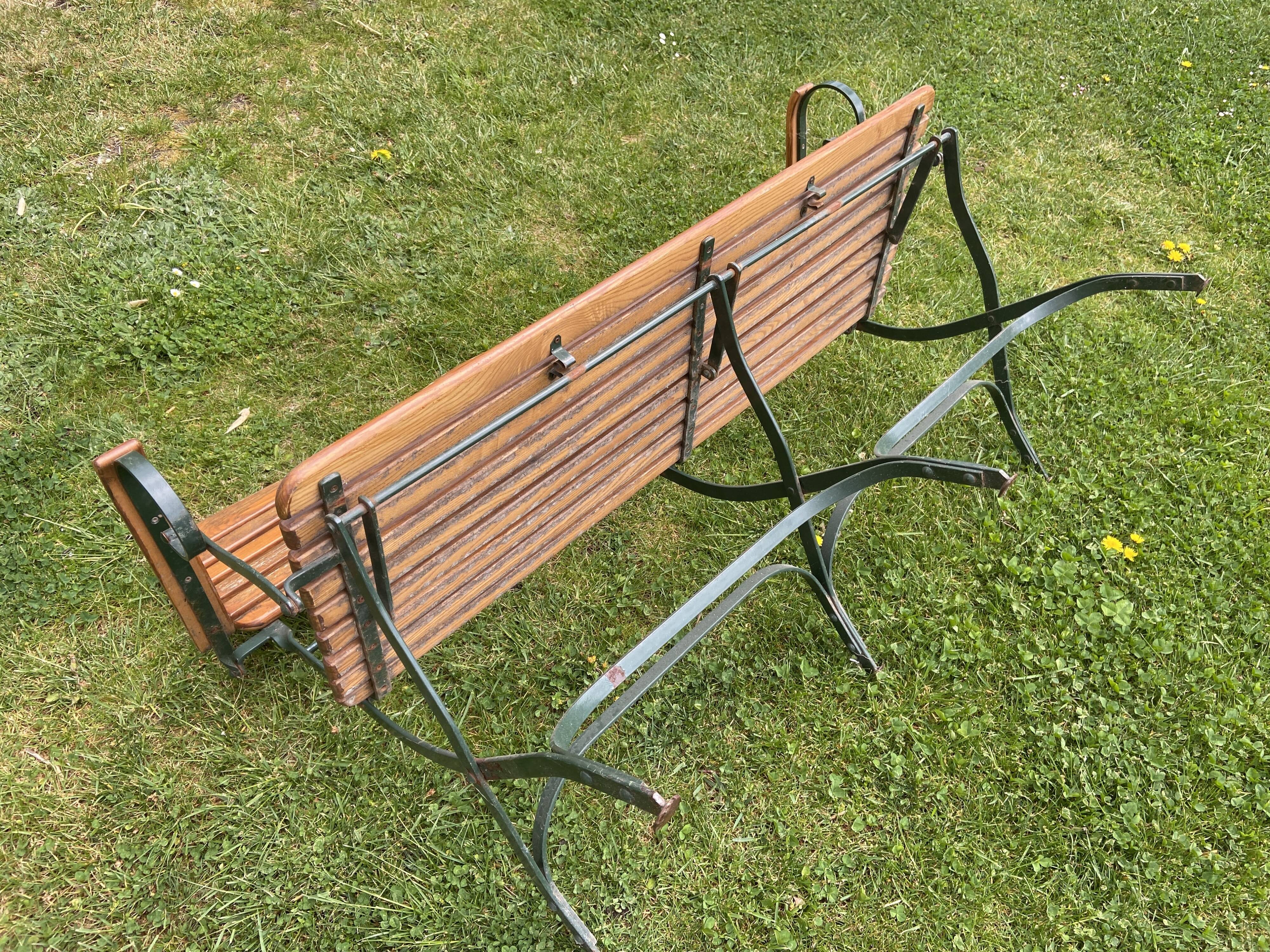 Banc de jardin vintage fer forgé et bois