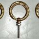 Set of 3 pulling furniture rings in brass 30s