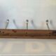 Old coat rack wood aluminum 3 hooks