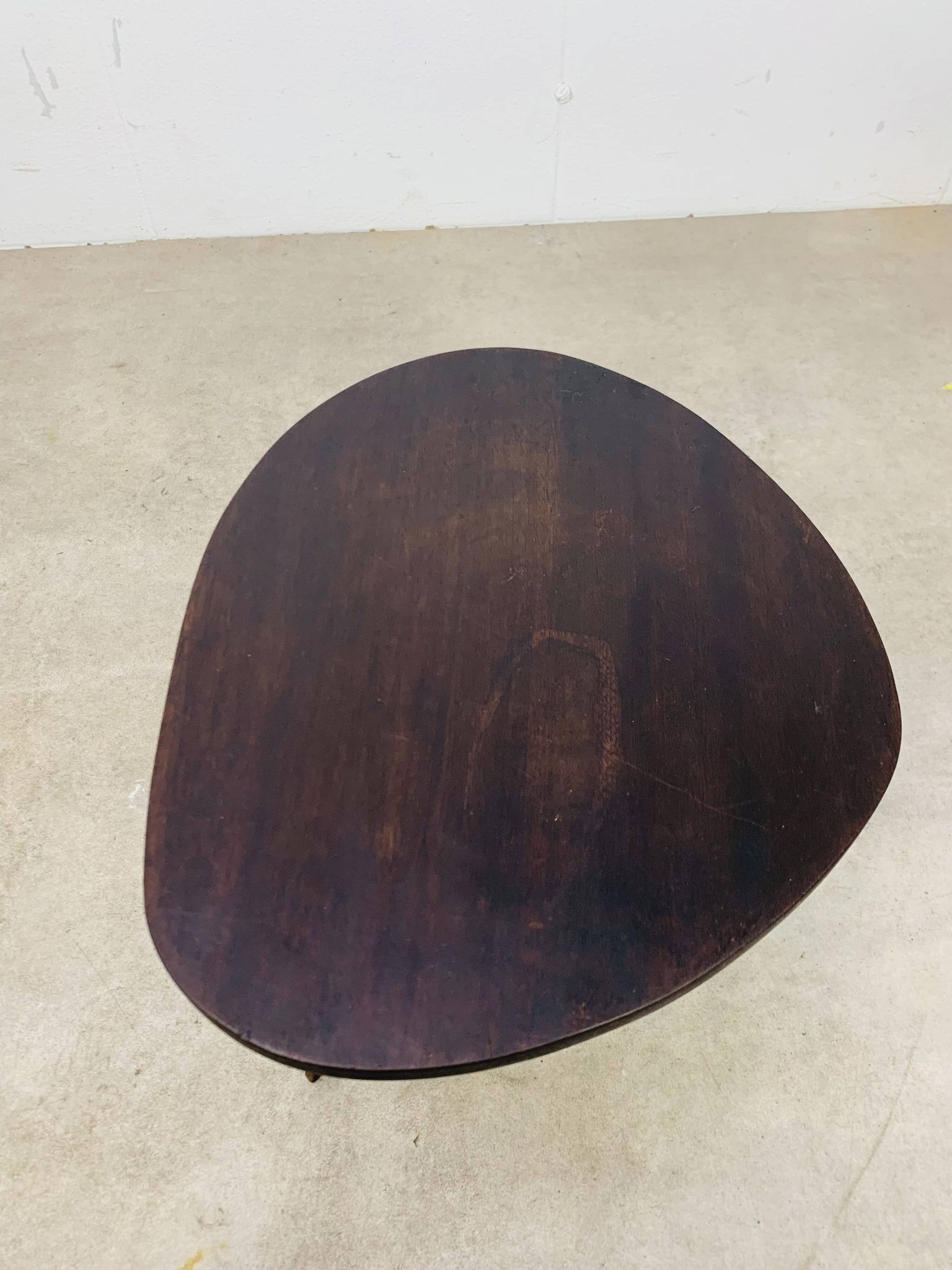 Tripod plant stand with compass feet, wood, 1950s